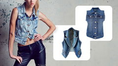 donna che indossa gilet di jeans