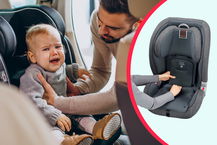 dispositivo anti abbandono nel seggiolino auto con bambino che piange