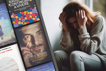 Copertine libri sulla depressione e foto di una donna depressa