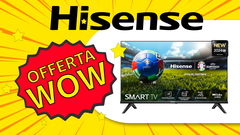 tv Hisense in primo piano in offerta su sfondo giallo. 