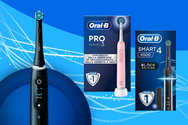 spazzolini elettrici Oral-b in offerta sfondo celeste