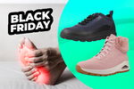 label black friday con piede dolorante e scarpe comode da uomo e da donna 