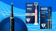 spazzolini elettrici oral-b sfondo blu 