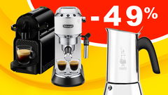 macchine caffè a sconto sfondo giallo 