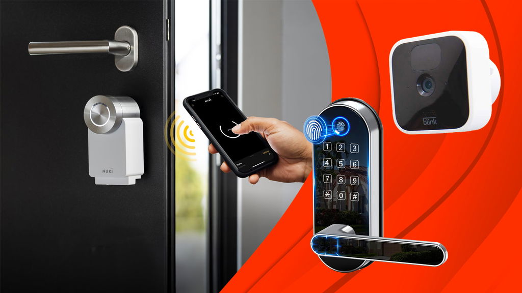Foto di una porta con dispositivo di sicurezza smart lock
