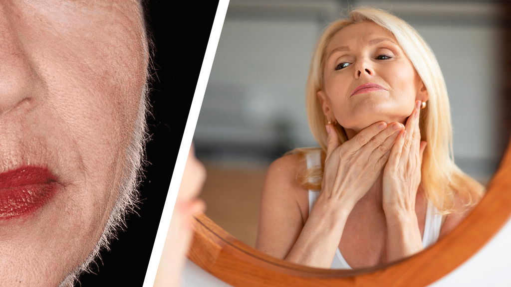 donna in menopausa con peli sul viso