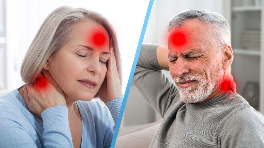 donna e uomo con mal di testa da cervicale 