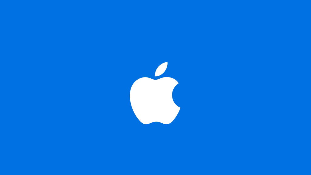 Logo apple su sfondo blu