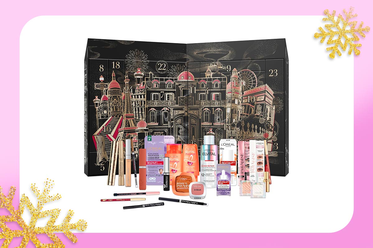 calendario avvento beauty L'Oreal Paris cornice rosa 