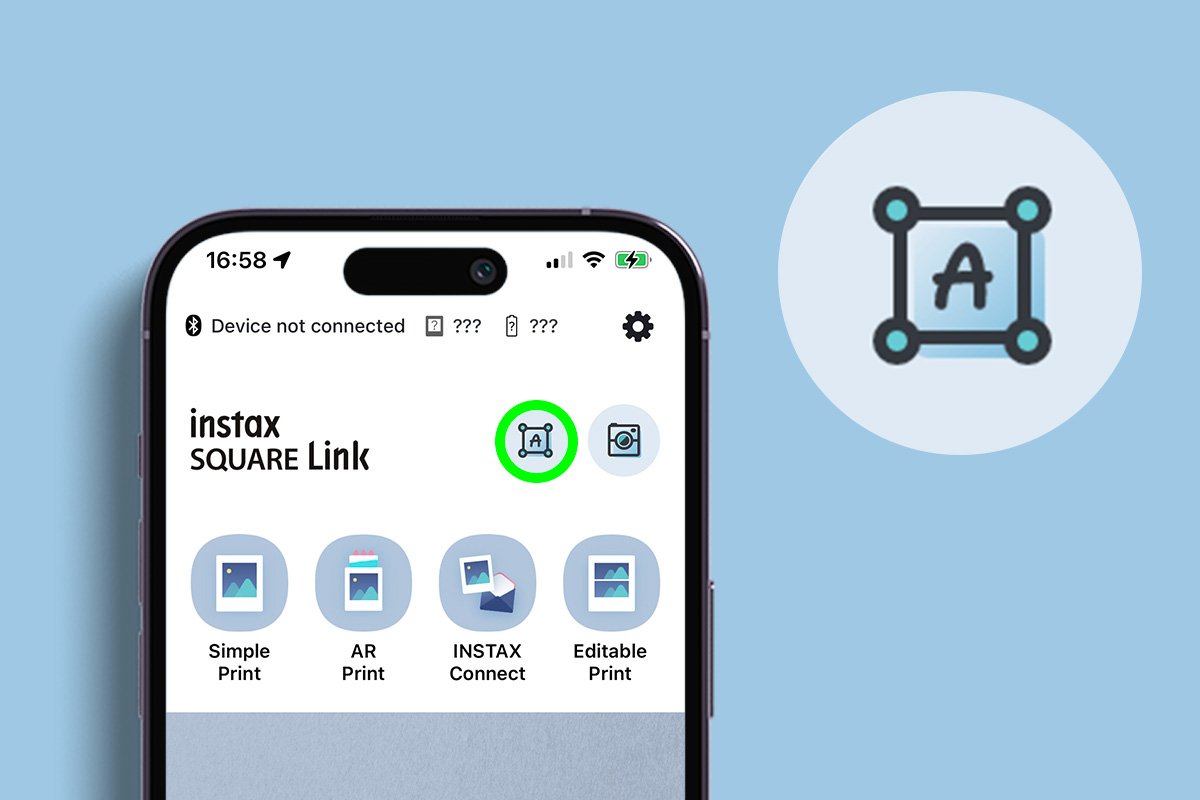 instax square link app icona funzione sticker